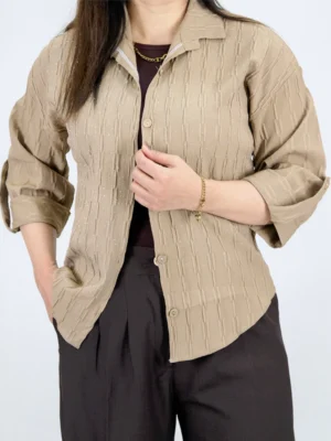 شومیز حریر پفکی 10324 نسکافه ای