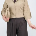 شومیز حریر پفکی 10324 تنخور نسکافه ای