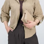 شومیز حریر پفکی 10324 نمای جلو نسکافه ای