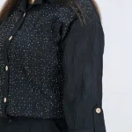 شومیز حریر پفکی 10324 آستین مشکی