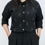 شومیز پاپیونی حریر 10325 مشکی