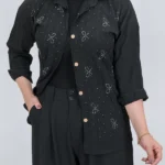 شومیز پاپیونی حریر 10325 تنخور مشکی