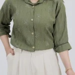 شومیز پاپیونی حریر 10325 سبز