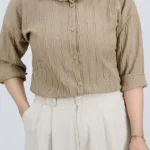 شومیز پاپیونی حریر 10325 نسکافه ای