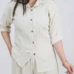 شومیز پاپیونی حریر 10325 استخوانی