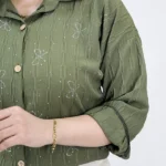 شومیز پاپیونی حریر 10325 آستین سبز