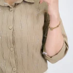 شومیز پاپیونی حریر 10325 آستین نسکافه ای