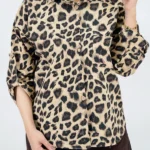 شومیز پلنگی کوتاه 10361 قهوه ای