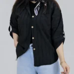 شومیز راه راه 10355 مشکی