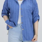 شومیز راه راه 10355 آبی نفتی