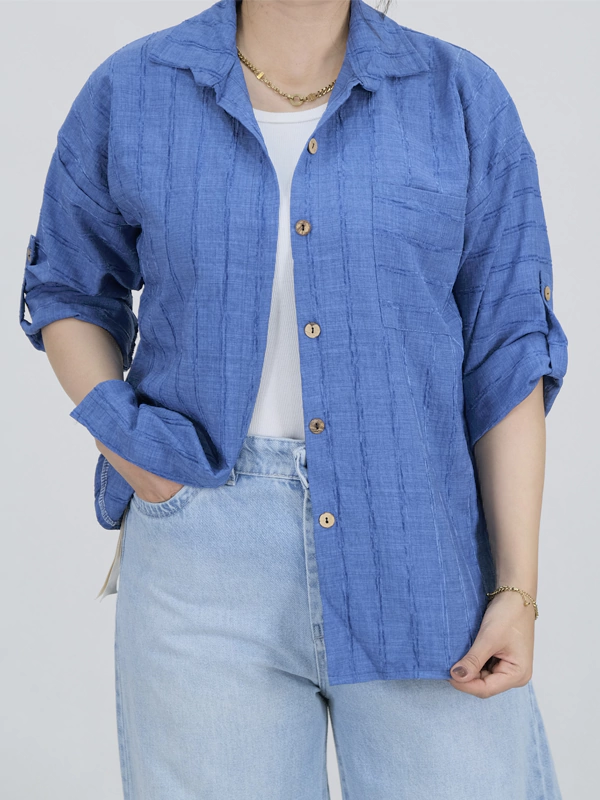 شومیز راه راه 10355 آبی نفتی