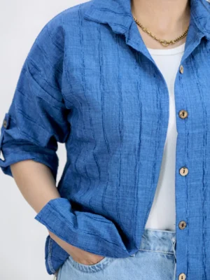 شومیز راه راه جلو دکمه مدل 10355