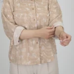 شومیز لینن راه راه 10340 آجری