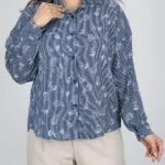 شومیز لینن راه راه 10340 سرمه ای