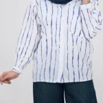 شومیز راه راه ترک 10390 آبی