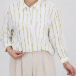 شومیز راه راه ترک 10390 سبز