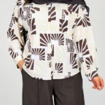 شومیز دو رنگ 10346 قهوه ای