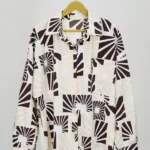 شومیز دو رنگ 10346 نمای جلو قهوه ای