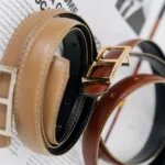 کمربند چرم 6073 شکلاتی و نسکافه ای