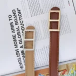 کمربند چرم 6073 دو رنگ شکلاتی و نسکافه ای