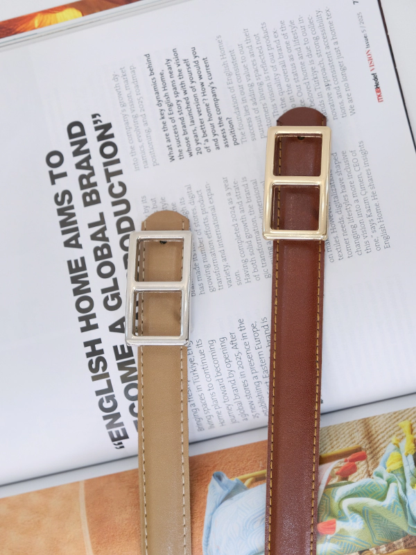 کمربند چرم 6073 دو رنگ شکلاتی و نسکافه ای