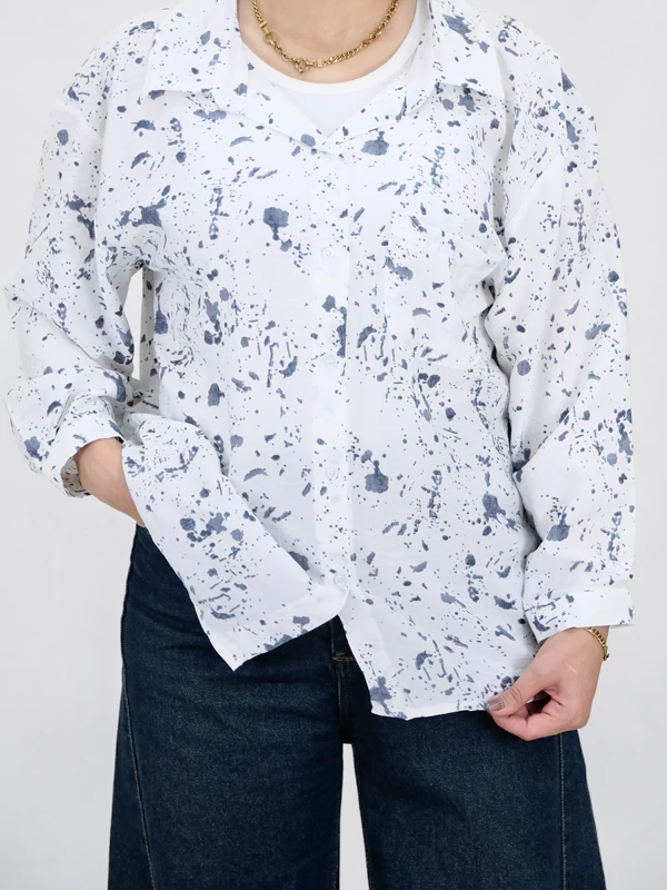 شومیز آبرنگی ترک 10388.1 تنخور طوسی