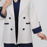 نمای نزدیک کت ست کت و شلوار 10404 استخوانی