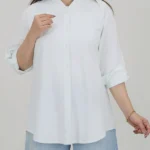 شومیز مانتویی 10400 سفید نعنایی