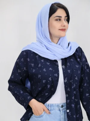ست شومیز و شال سرمه ای و آبی کویستان