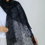 نمای نزدیک شال گیپور 3066 رنگ مشکی