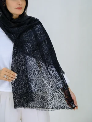 نمای نزدیک شال گیپور 3066 رنگ مشکی