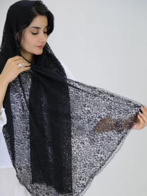 نمای کامل شال گیپور 3066 رنگ مشکی