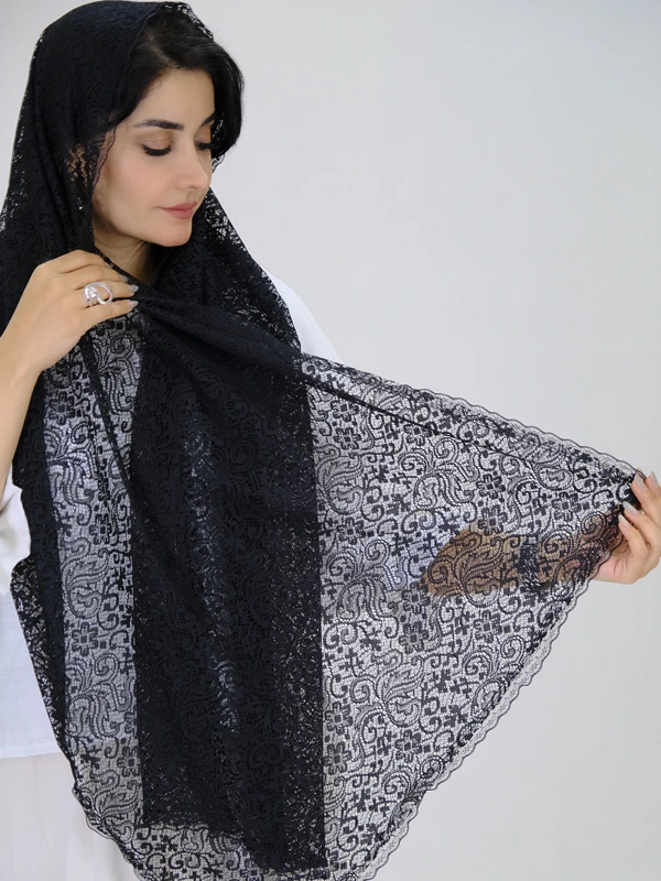 نمای کامل شال گیپور 3066 رنگ مشکی