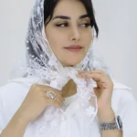 نمای سرخور روسری اسکارف مینی دانتل گل دار 3071.2 رنگ سفید