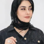 نمای روسری اسکارف مینی دانتل گل دار 3071.1 رنگ مشکی