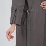 نمای آستین مانتو کارتیر بلند یقه انگلیسی مدل 10495 رنگ ماشی