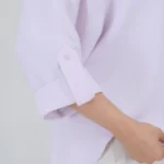 نمای آستین شومیز زنانه ساده پیراهنی کرپ میله مدل 10491 رنگ صورتی